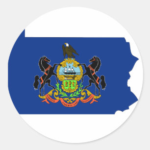 Pennsylvania Flagga Karta Runt Klistermärke