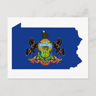 Pennsylvania Flagga Karta Vykort