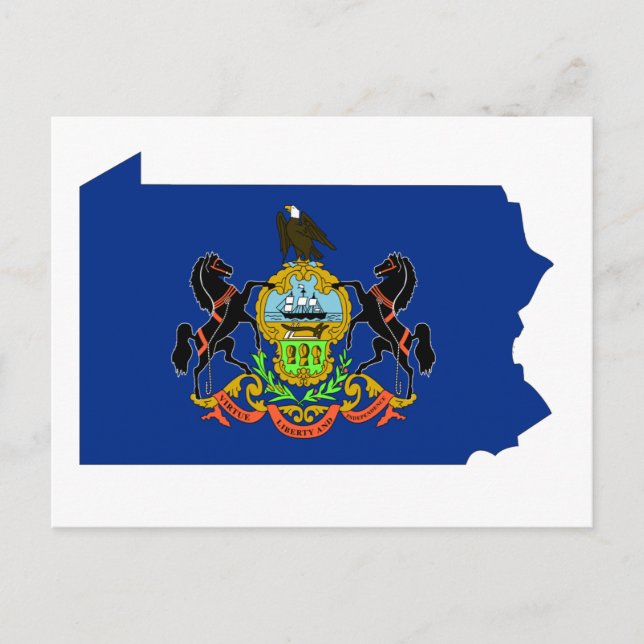 Pennsylvania Flagga Karta Vykort (Framsida)
