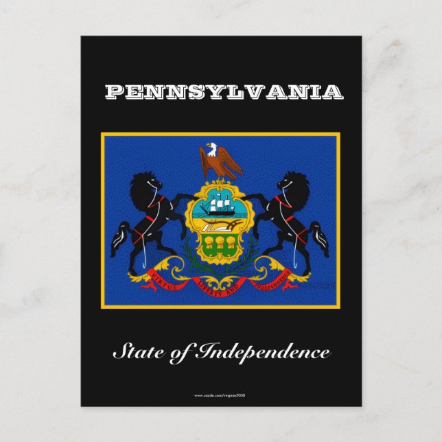 Pennsylvania flagga och slogan vykort (Framsida)