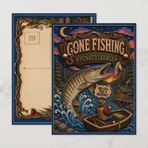 Pennsylvania Gone Fishing Muskellunge Vykort