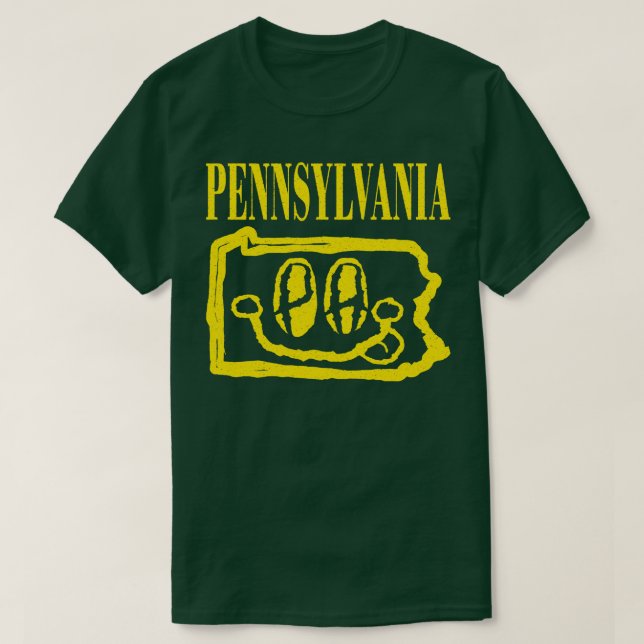 Pennsylvania Grunge Smiling Ansikte Black Backgrou T Shirt (Design framsida)