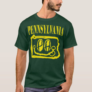 Pennsylvania Grunge Smiling Ansikte Black Backgrou T Shirt