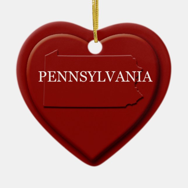 Pennsylvania Heart Karta jul Ornamet Julgransprydnad Keramik (Framsidan)