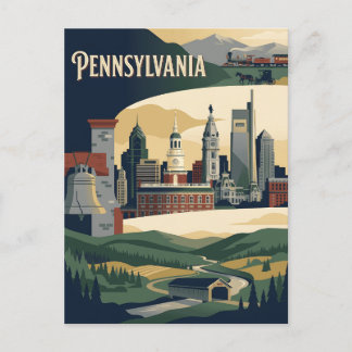 Pennsylvania Historiska Landmärken Vintage Affisch Vykort