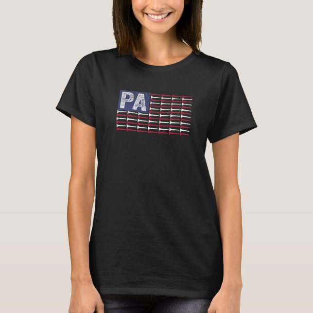 Pennsylvania Home State PA American Flagga Patriot T Shirt (Framsida)
