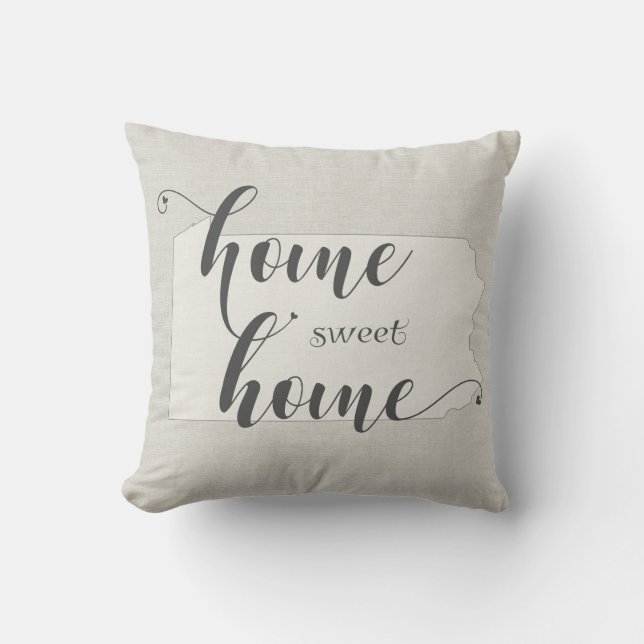 Pennsylvania - Home Sweet Home burlap-look Kudde (Framsida)