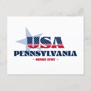 Pennsylvania i rött, vitt och blått vykort