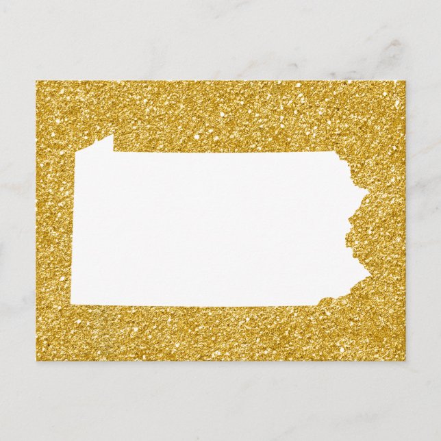 Pennsylvania i vitt och guld glitter vykort (Framsida)