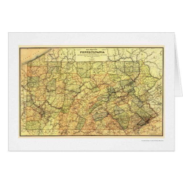 Pennsylvania järnvägkarta 1895 hälsningskort (Framsidan Horizontal)