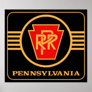 Pennsylvania järnväglogotyp, svart & guld- affisch