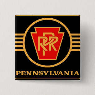 Pennsylvania järnväglogotyp, svart & guld knapp
