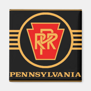 Pennsylvania järnväglogotyp, svart & guld magnet