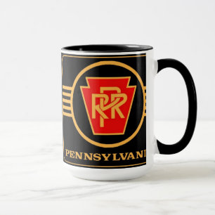 Pennsylvania järnväglogotyp, svart & guld mugg