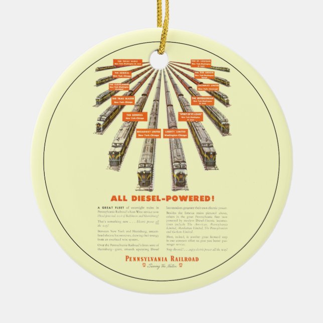Pennsylvania järnvägÖster-Väster nu all diesel Julgransprydnad Keramik (Framsidan)
