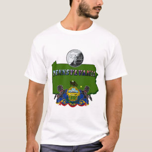 Pennsylvania Karta, kvartal, Flagga och Bild Tee