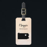 Pennsylvania Karta Luggage Tag, Bröllopsfest Bagagebricka<br><div class="desc">Dessa statliga bagagetaggar gör att perfektens bröllopsfest ger märkre eller välkomna säckar märkre. Koppla den till dina brudgåvor i stället för till en typisk papper märkre, och de kan använda den i månader och år till komen. Märkrna har en persikofärgad vattenfärgsbakgrund. Om du vill ha ställe i hjärtat på platsen...</div>