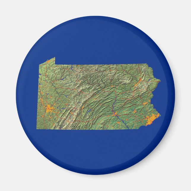 Pennsylvania Karta Magnet (Framsidan)