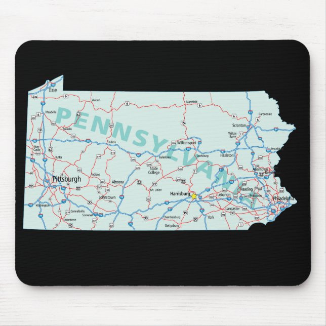 Pennsylvania Karta Mousepad Musmatta (Framsidan)