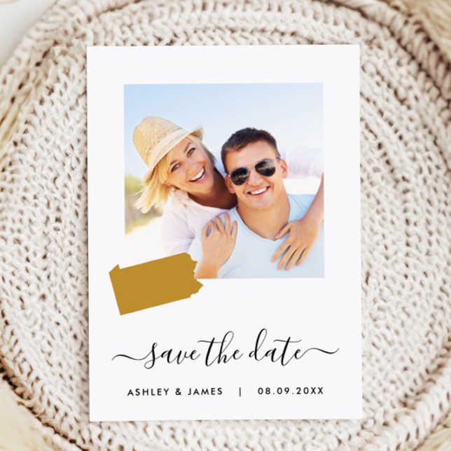 Pennsylvania Karta Photo Bröllop spara datum Card Spara Datumet (Skapare uppladdad)