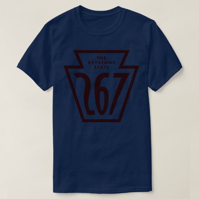 Pennsylvania Keystone Area Code 267 Brown T Shirt (Design framsida)