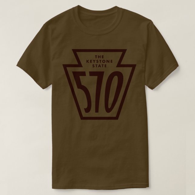 Pennsylvania Keystone Area Code 570 Brown T Shirt (Design framsida)
