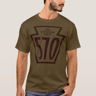 Pennsylvania Keystone Area Code 570 Brown T Shirt