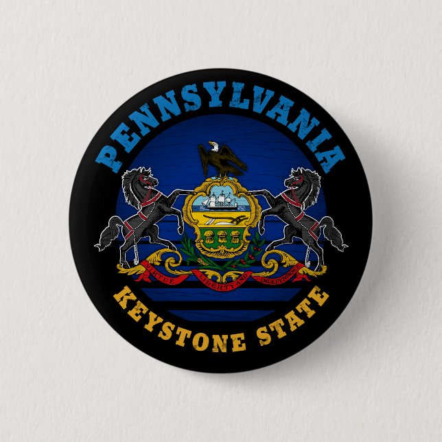 PENNSYLVANIA KEYSTONE STATLIG FLAGGA KNAPP (Framsida)