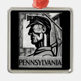 Pennsylvania kolaffisch WPA 1938 Julgransprydnad Metall