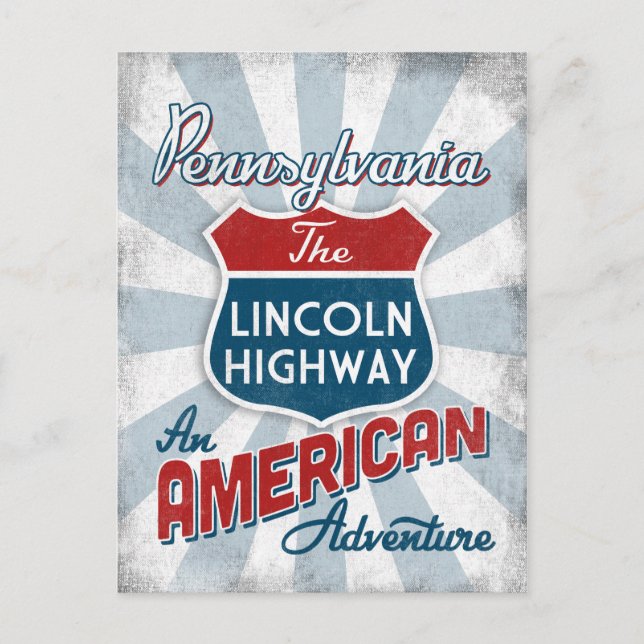 Pennsylvania Lincoln Highway Vintage Amerika Vykort (Framsida)