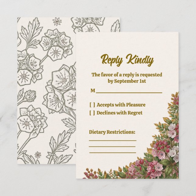 Pennsylvania Mountain Laurel Bröllop RSVP-kort OSA Kort (Fram/baksida)