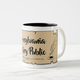 Pennsylvania Notary Public Rulla Feather Quill Två-Tonad Mugg
