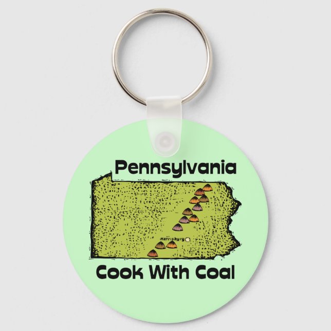 Pennsylvania PA US Stater Motto ~ Cook with Coal Nyckelring (Framsida)