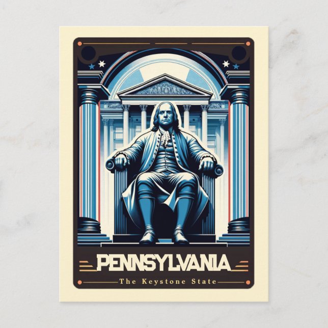 Pennsylvania | Patriotisk Vintage Vykort (Framsida)