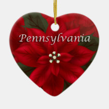 Pennsylvania Poinsettia Heart Keepsaké Ornament