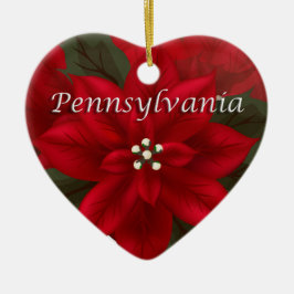 Pennsylvania Poinsettia Heart Keepsaké Ornament