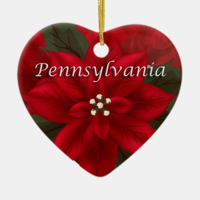 Pennsylvania Poinsettia Heart Keepsaké Ornament (Framsidan)
