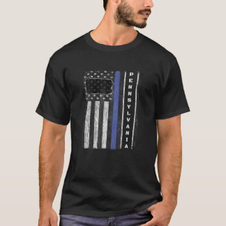 Pennsylvania Polisvecka Thin Blue Line LEO USA Fl T Shirt