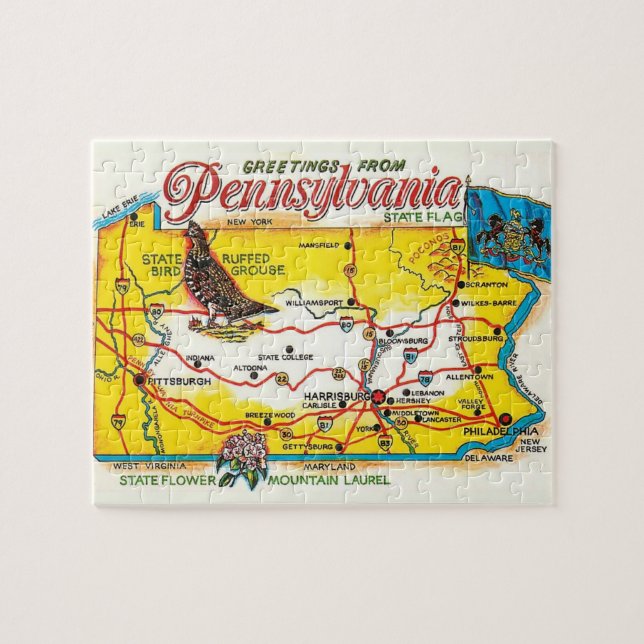 Pennsylvania Postcard Karta Pussel (Horisontell)