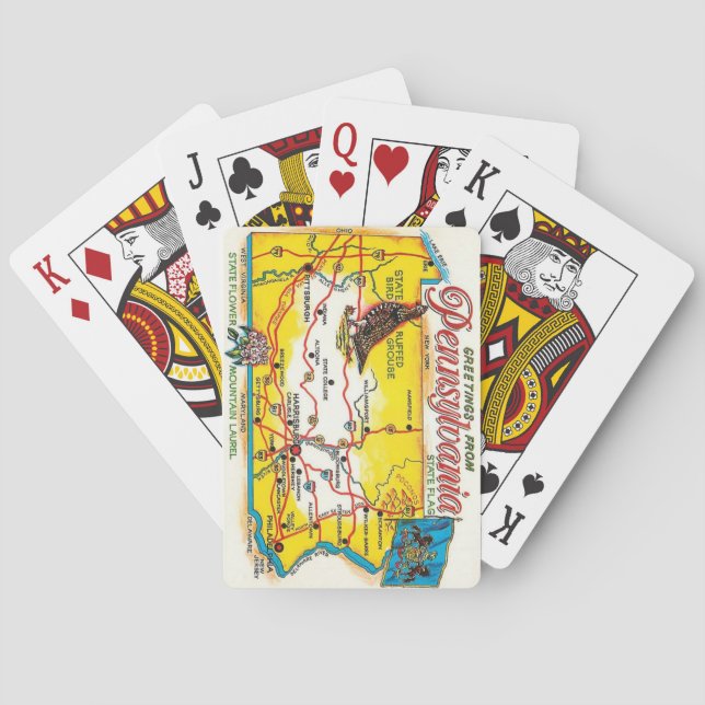 Pennsylvania Postcard Map Playing Cards Casinokort (Baksidan)