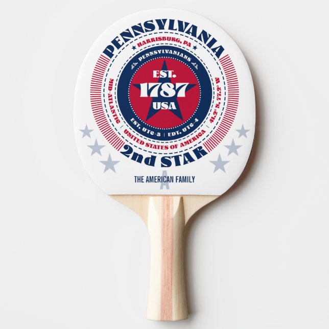 Pennsylvania Pride Circular Typography Monogram Pingisracket (Framsidan)