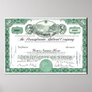 Pennsylvania Railroad ANPASSNINGSBAR Lagrar certif Poster