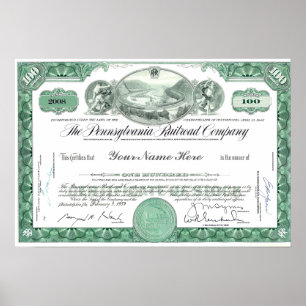 Pennsylvania Railroad ANPASSNINGSBAR Lagrar certif Poster
