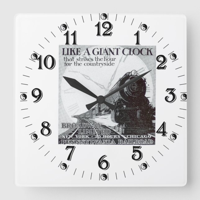 Pennsylvania Railroad Broadway Begränsad 1929 Fyrkantig Klocka (Framsida)