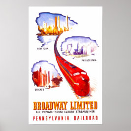 Pennsylvania Railroad Broadway Begränsad Streamlin Poster