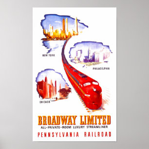 Pennsylvania Railroad Broadway Begränsad Streamlin Poster