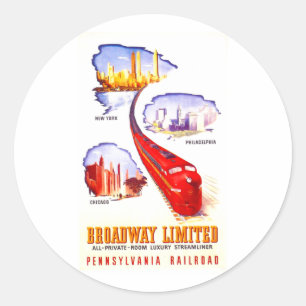 Pennsylvania Railroad Broadway Begränsad Streamlin Runt Klistermärke