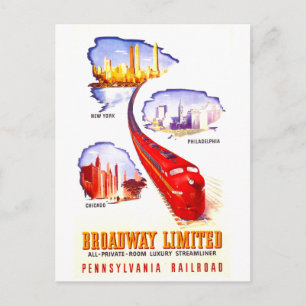 Pennsylvania Railroad Broadway Begränsad Streamlin Vykort