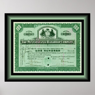 Pennsylvania Railroad Company ~ Lagrar certifikat Poster