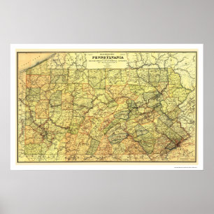 Pennsylvania Railroad Karta 1895 Poster